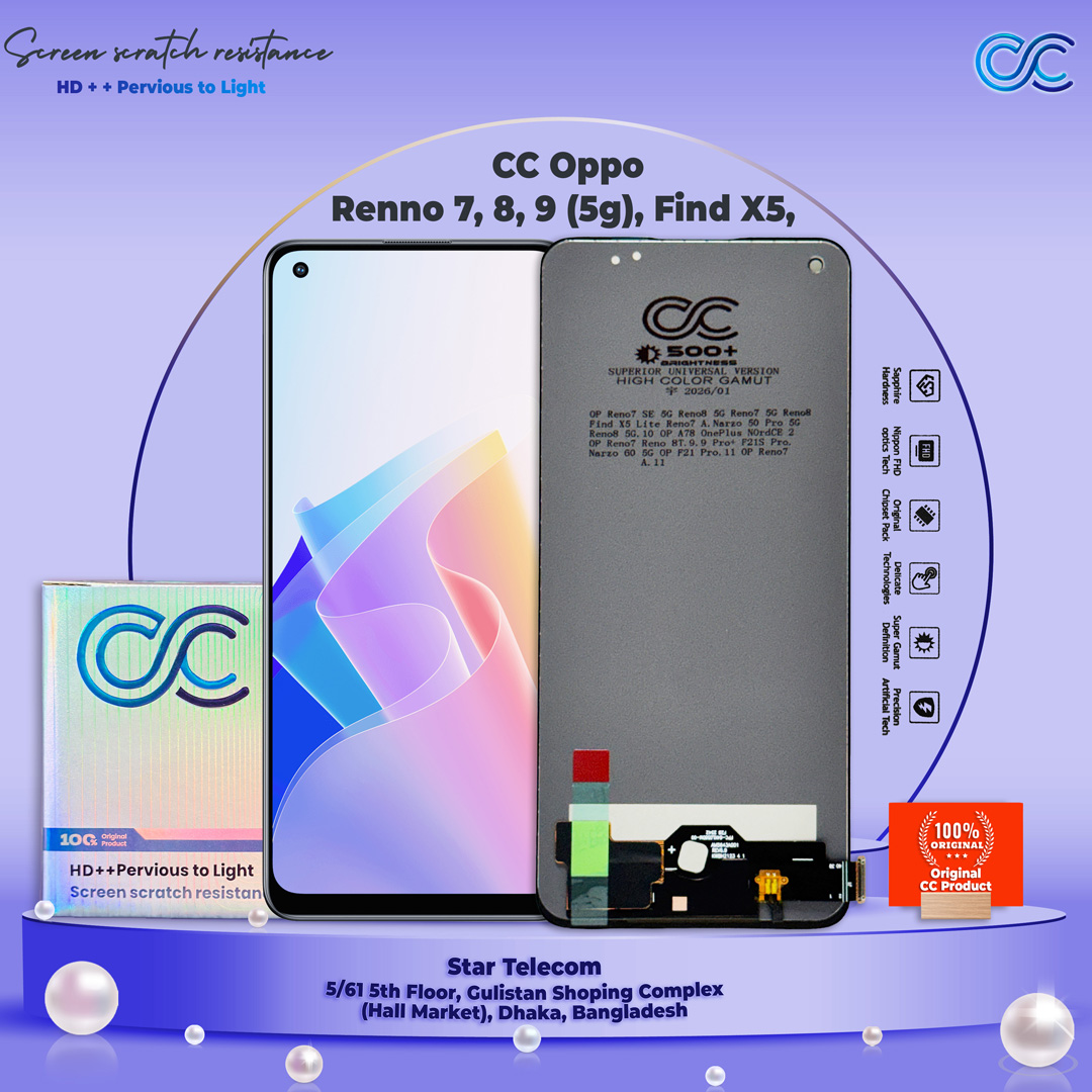 CC Oppo Renno 7, 8, 9 (5g), Find X5,  display price in Bangladesh