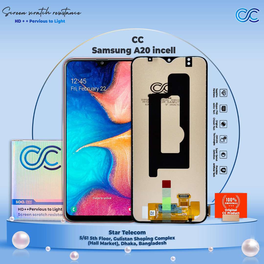 CC Samsung A20 incell display price in Bangladesh